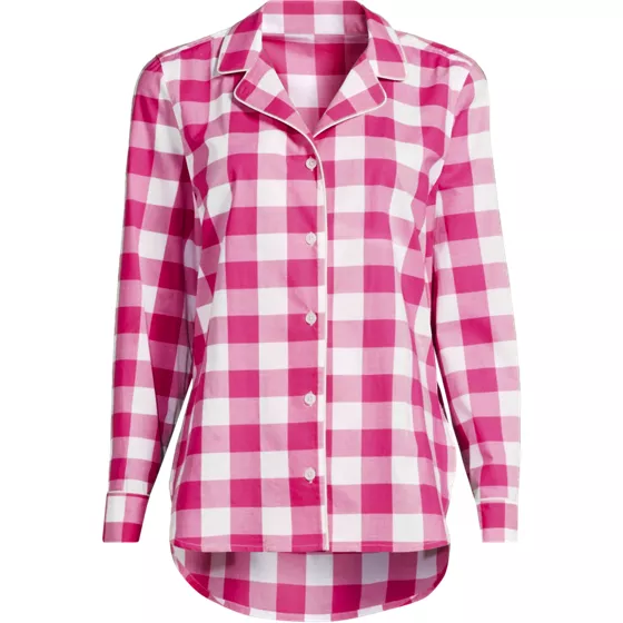 Women's Poplin Long Sleeve Button Front Sleep Top - primary