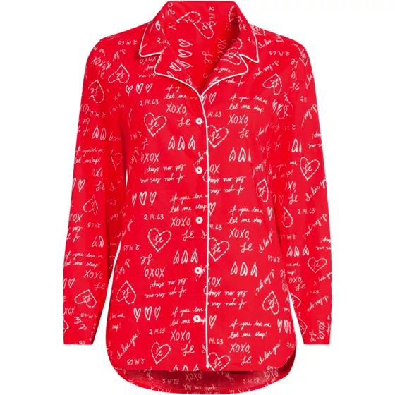 Women's Poplin Long Sleeve Button Front Sleep Top - primary