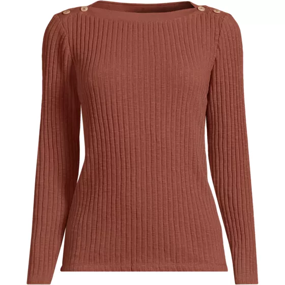 Women's Long Sleeve Coastal Rib Boatneck Top - primary