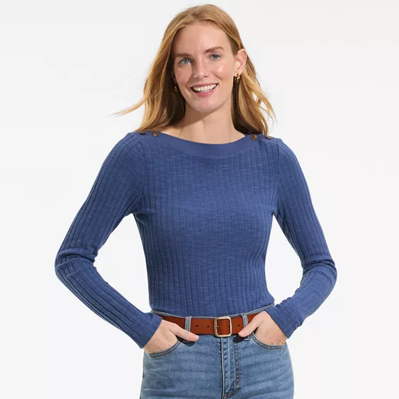 Women's Long Sleeve Coastal Rib Boatneck Top - primary
