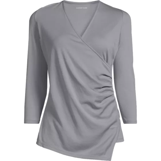 Women's Supima Micro Modal 3/4 Vneck Surplice Tunic Top - primary