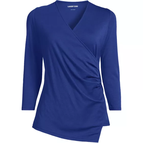 Women's Supima Micro Modal 3/4 Vneck Surplice Tunic Top - primary
