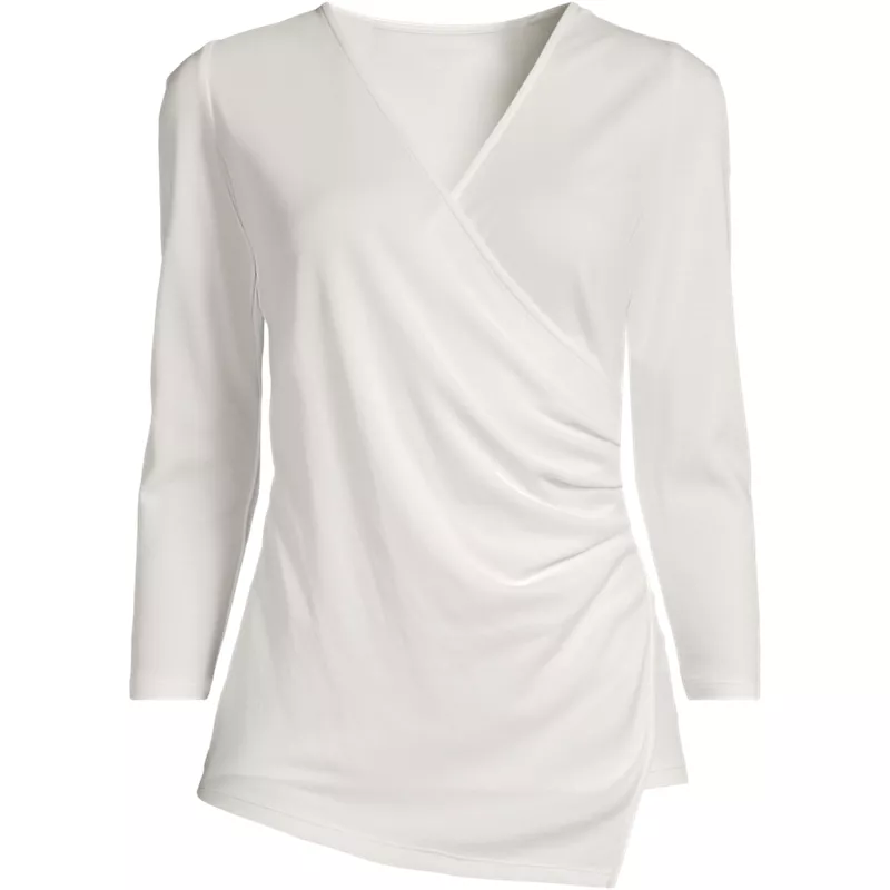 Women's Supima Micro Modal 3/4 Vneck Surplice Tunic Top, Front