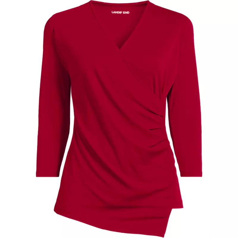 Women's Supima Micro Modal 3/4 Vneck Surplice Tunic Top, Front