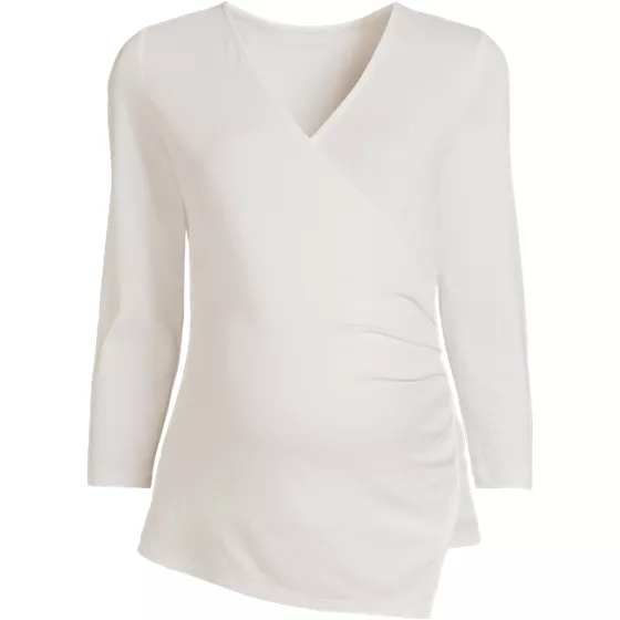 School Uniform Women's Maternity Supima Micro Modal 3/4 Vneck Surplice Tunic Top - primary