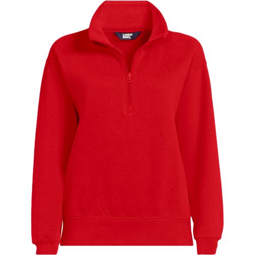  Lands' End Serious Sweats Pullover Mit Reißverschluss, Damen, Größe:32-34 Regular, Rot, Baumwoll-mischung/polyester-mischung, By Lands' End 