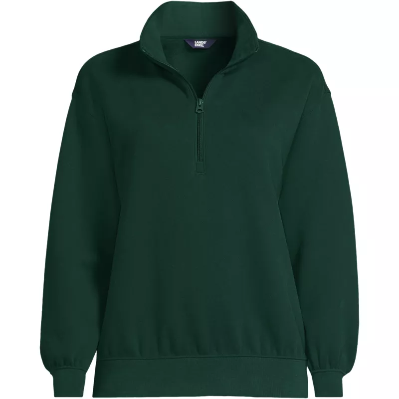 Women's Plus Size Serious Sweats Relaxed Quarter Zip Pullover Sweatshirt, Front