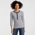 Women's 3/4 Sleeve Polished Rib Henley Top, Front
