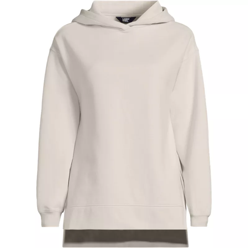 Women's Plus Size Long Sleeve Serious Sweats Hooded Tunic Sweatshirt, Front