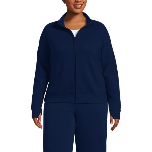  Lands' End Serious Sweats Reißverschluss-jacke, Damen, Größe:48-50 Plus, Blau, Baumwoll-mischung/polyester-mischung, By Lands' End 