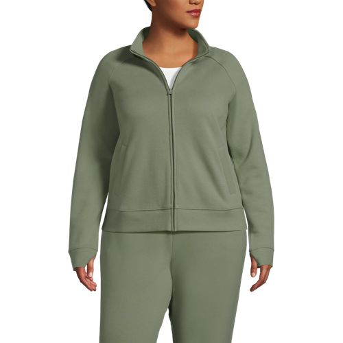  Lands' End Serious Sweats Reißverschluss-jacke, Damen, Größe:48-50 Plus, Grün, Baumwoll-mischung/polyester-mischung, By Lands' End 