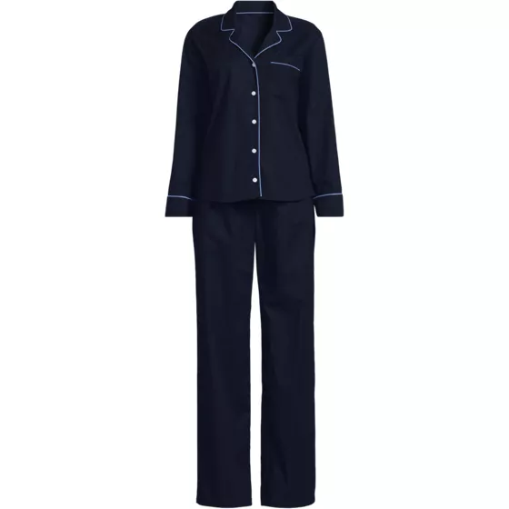 Women's Cotton Poplin 2 Piece Pajama Set - Long Sleeve Top and Pants - primary