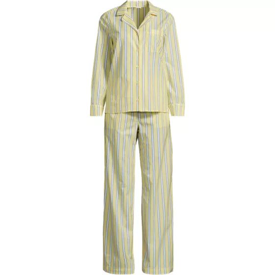Women's Cotton Poplin 2 Piece Pajama Set - Long Sleeve Top and Pants - primary