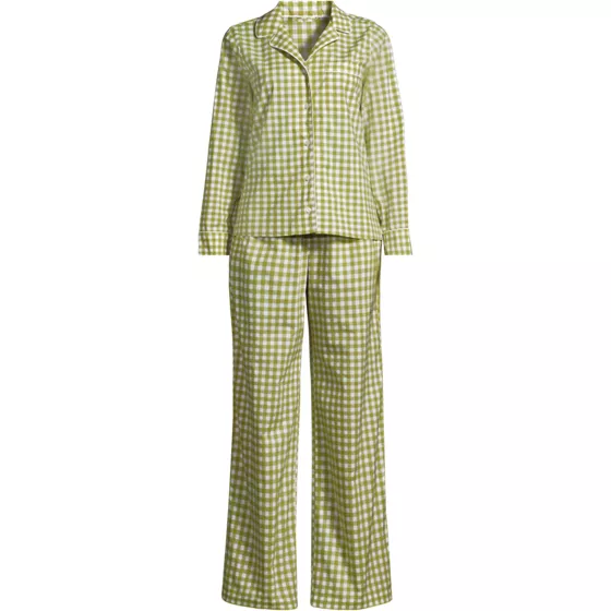 Women's Cotton Poplin 2 Piece Pajama Set - Long Sleeve Top and Pants - primary