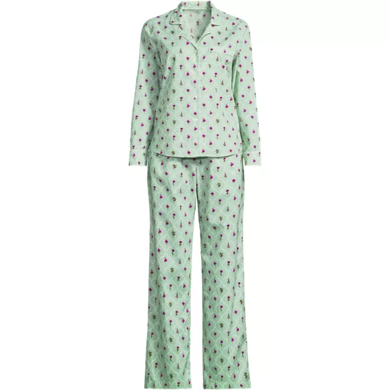Women's Cotton Poplin 2 Piece Pajama Set - Long Sleeve Top and Pants - primary