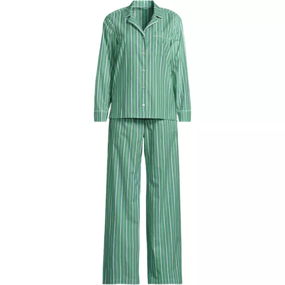 Women's Cotton Poplin 2 Piece Pajama Set - Long Sleeve Top and Pants - primary