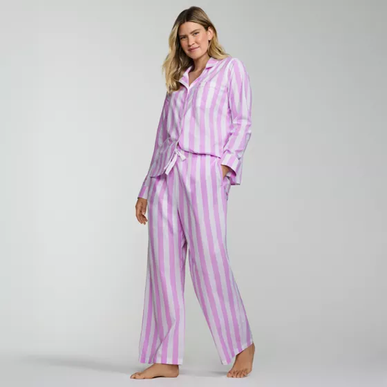 Women's Cotton Poplin 2 Piece Pajama Set - Long Sleeve Top and Pants - primary