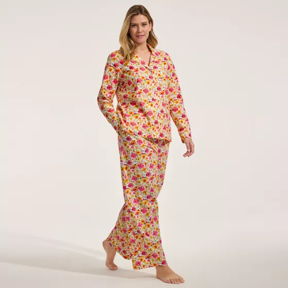 Women's Tall Cotton Poplin 2 Piece Pajama Set - Long Sleeve Top and Pants - primary