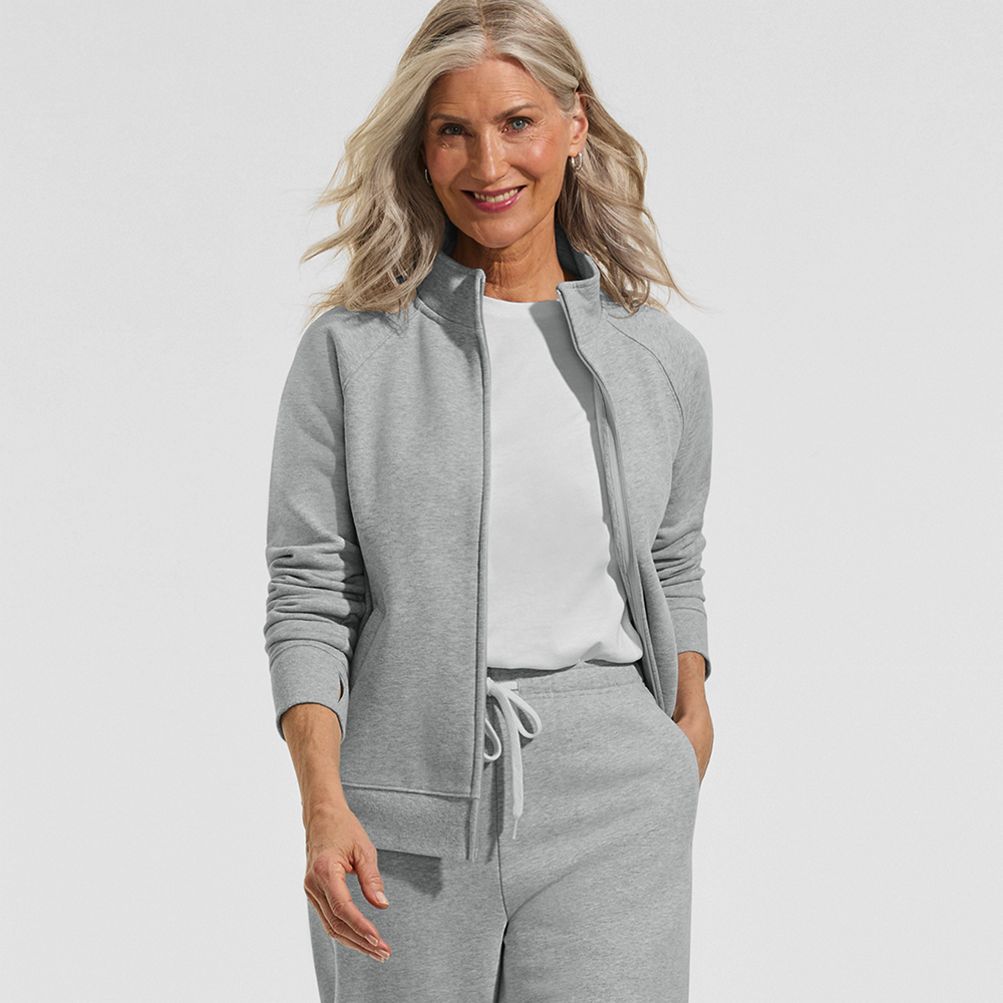 Women's Serious Sweats Full Zip Mock Neck Sweatshirt | Lands' End