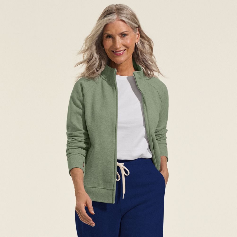 Women's Serious Sweats Full Zip Mock Neck Sweatshirt | Lands' End