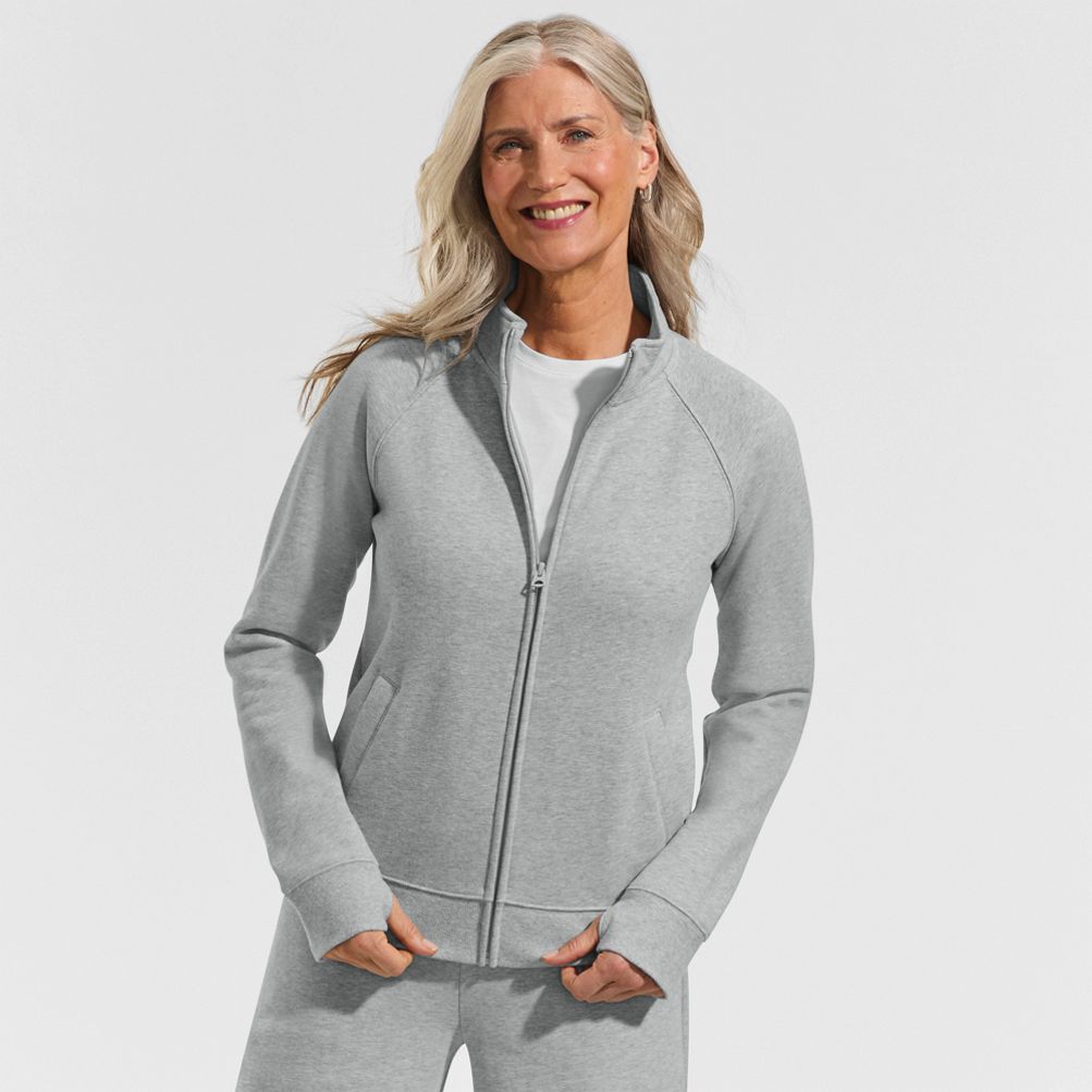 Women's Serious Sweats Full Zip Mock Neck Sweatshirt | Lands' End