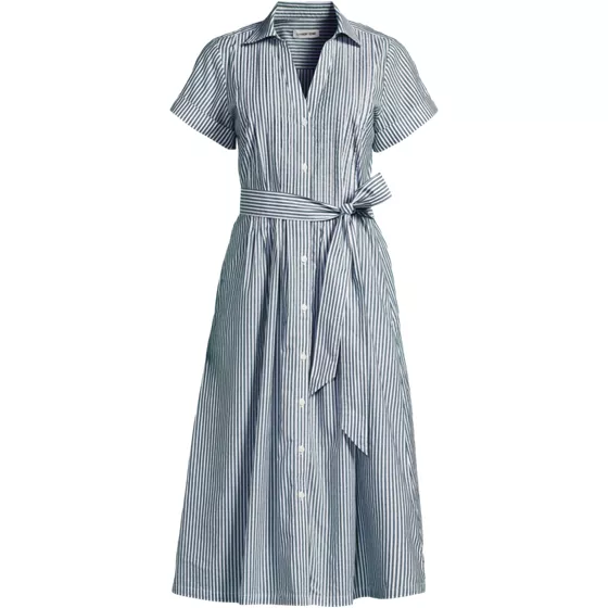 Women's Plus Size Poplin Pintuck Detail Shirt Dress - primary