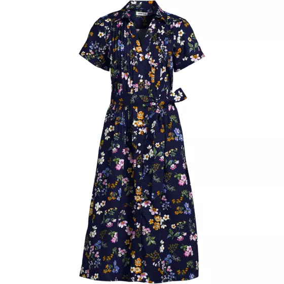 Women's Poplin Pintuck Detail Shirt Dress - primary