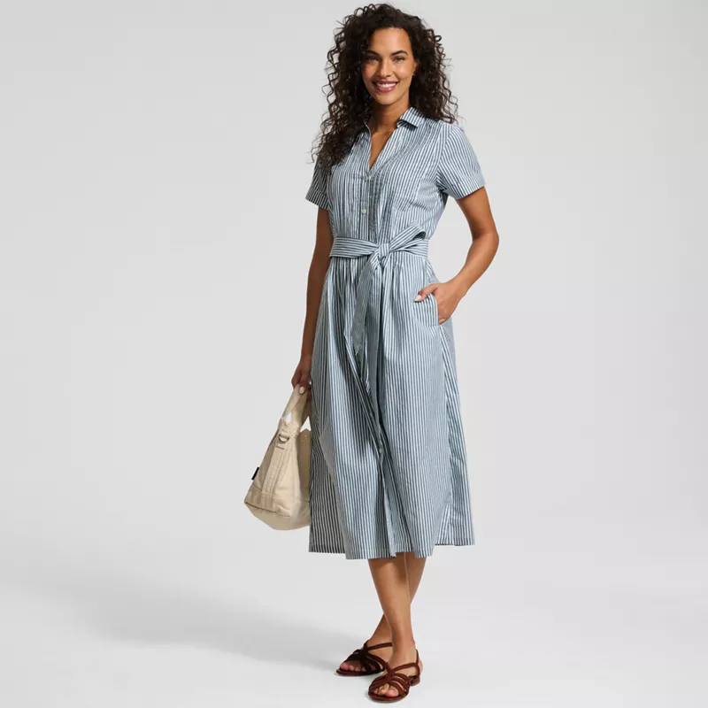 Women's Poplin Pintuck Detail Shirt Dress, alternative image