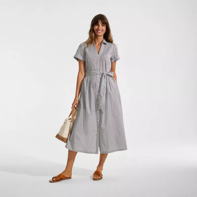 Women's Poplin Pintuck Detail Shirt Dress, alternative image