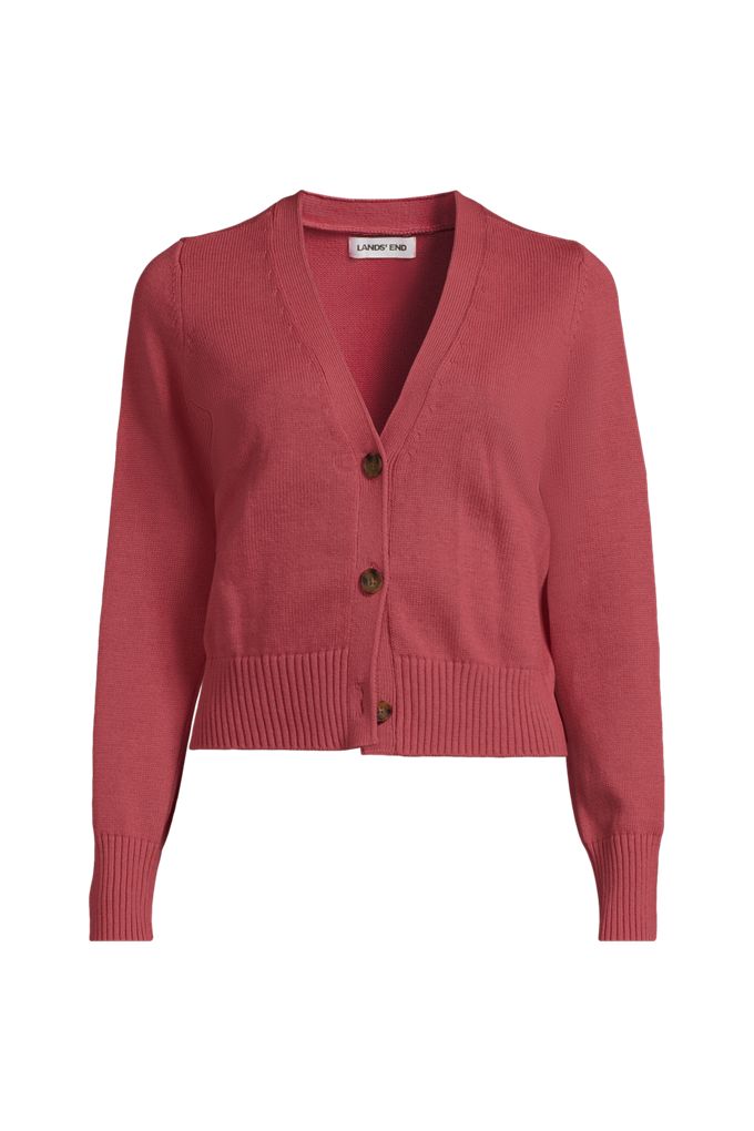 Women's Drifter V-neck Dress Cardigan Sweater - Lands' End - Red - XL