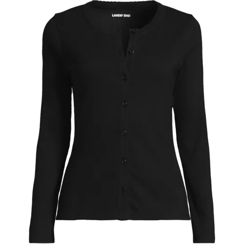 Women's Long Sleeve Micro Rib Button Through Cardigan, Front
