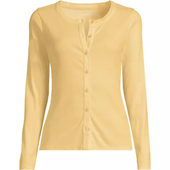 Women's Plus Size Long Sleeve Micro Rib Button Through Cardigan - primary