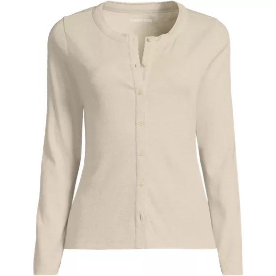Women's Plus Size Long Sleeve Micro Rib Button Through Cardigan - primary