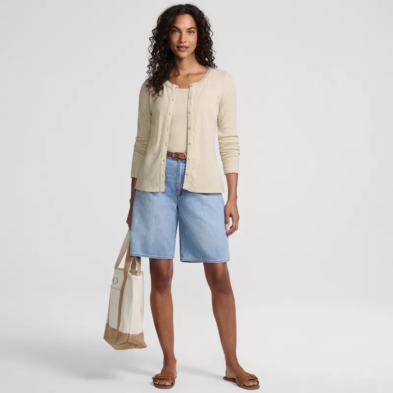 Women's Petite Long Sleeve Micro Rib Button Through Cardigan, alternative image