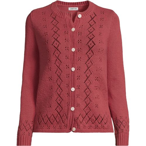 Cardigan En Laine Rose Pour Fille - Lands' End - Taille S (4) - Boutons à Strass - Très Bon état