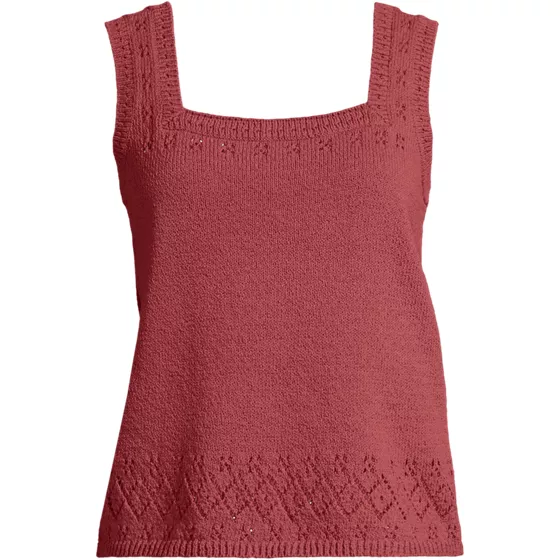 Women's Pointelle Square Neck Tank Sweater - primary