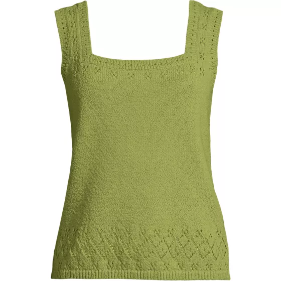 Women's Pointelle Square Neck Tank Sweater - primary