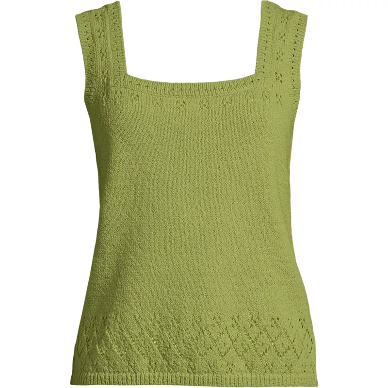 Women's Pointelle Square Neck Tank Sweater, Front