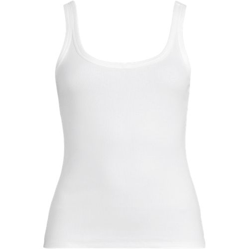 Ripp-Tanktop für Damen in Plus-Größe, Damen, size: plus, Weiß, Elasthan/Baumwoll-Mischung, by Lands' End