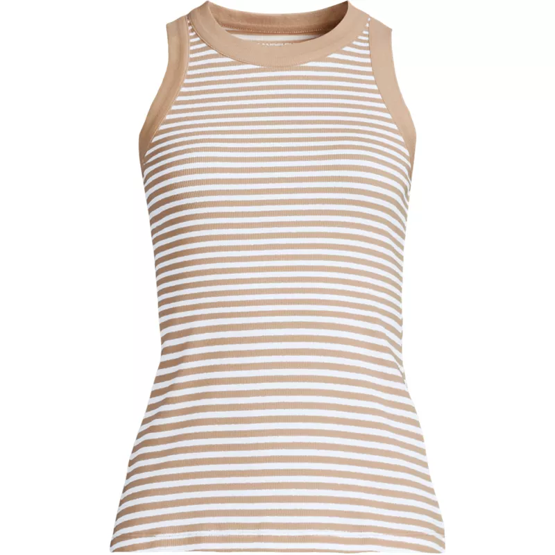 Women's Plus Size Micro Rib Crew Neck Tank, Front