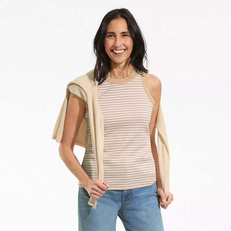 Women's Petite Micro Rib Crew Neck Tank, alternative image