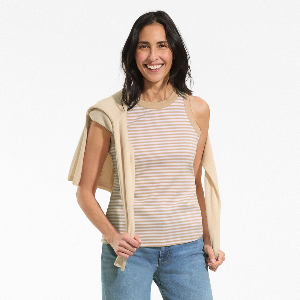 Women's Micro Rib Crew Neck Tank | Lands' End