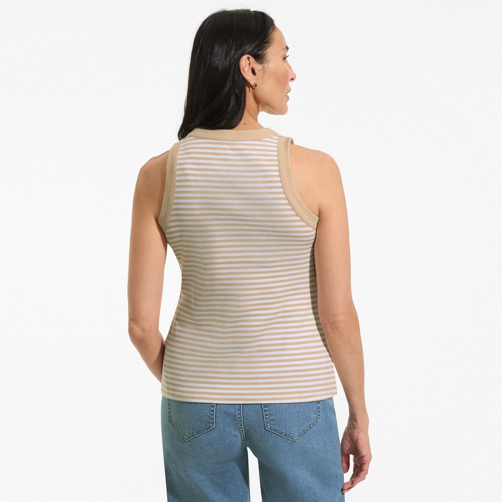Women's Micro Rib Crew Neck Tank | Lands' End