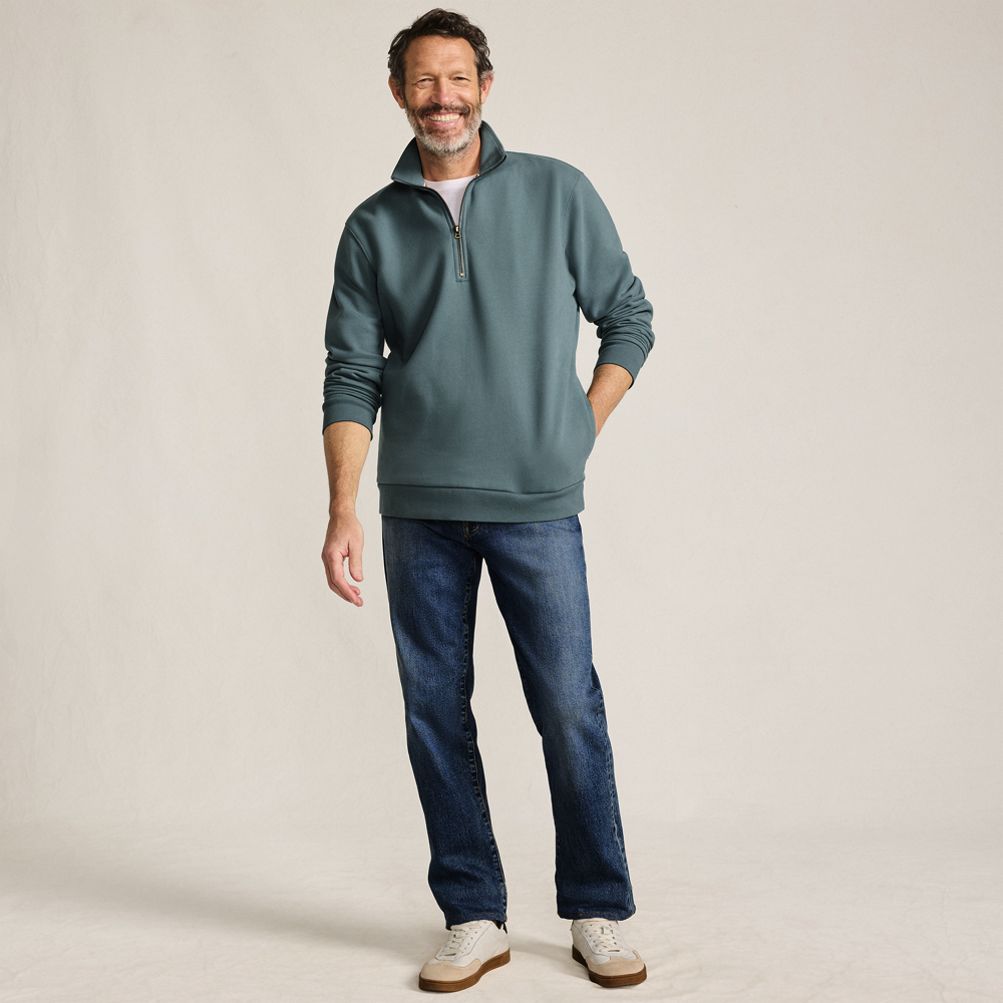 rough&swell 『HORIZON SWEAT』 半袖スウェット S Men's Long Sleeve Serious Sweats Quarter Zip Sweatshirt | Lands' End