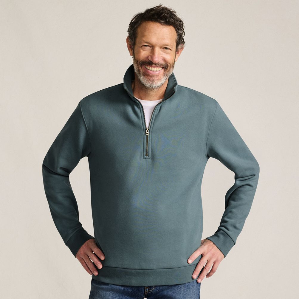 Men's Long Sleeve Serious Sweats Quarter Zip Sweatshirt | Lands' End