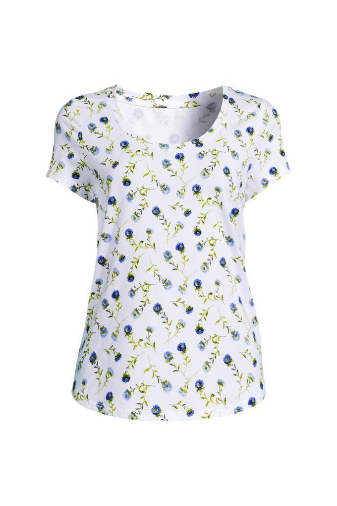 Lands' End Women's Plus Size Short Sleeve Lightweight Jersey Scoop Neck T-shirt In White