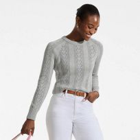 Sweat Vert Femme Lands' End Taille L - Col Henley, Boutonné - Excellent état