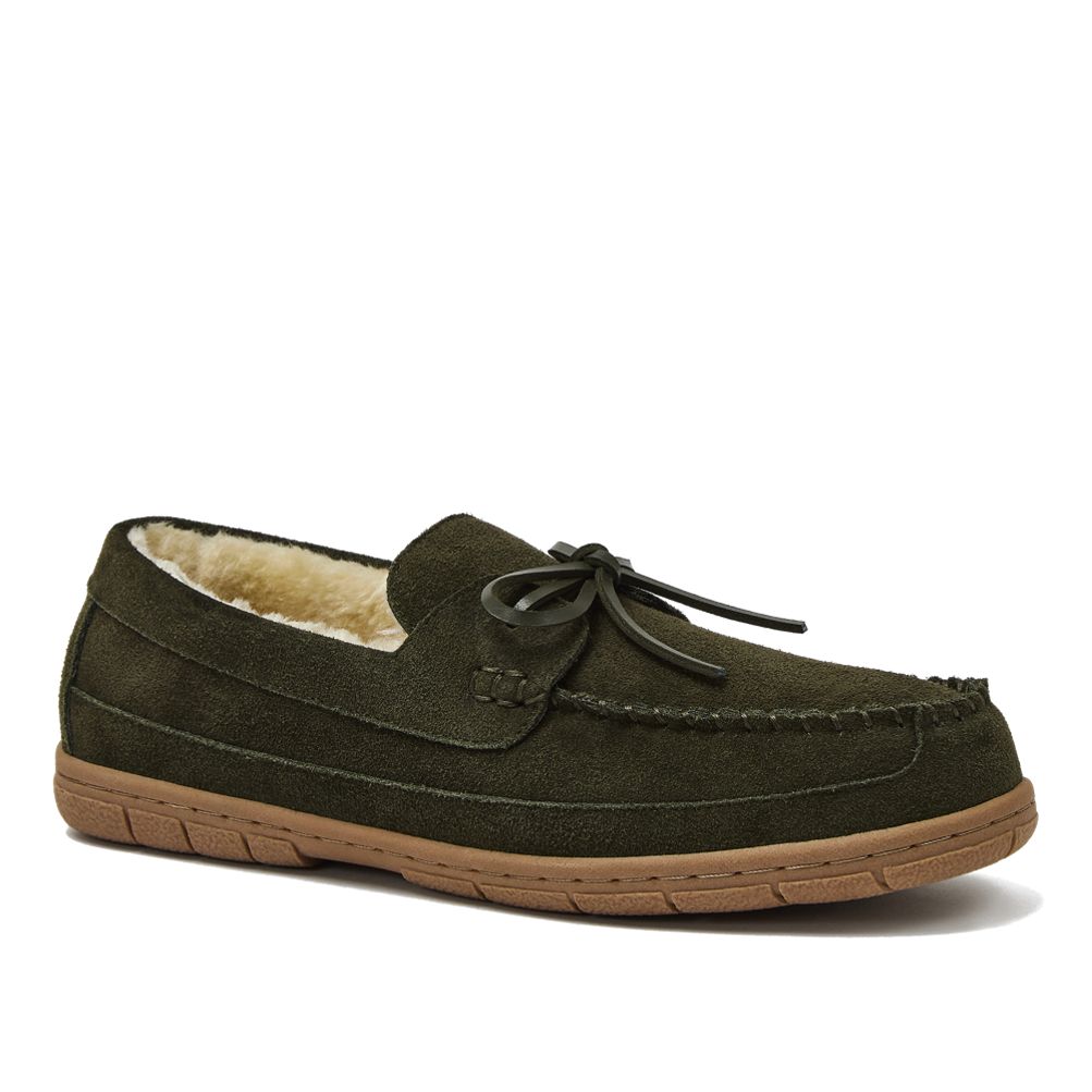 Moccasin Slippers Mens Fuzzy Slippers 264593 Men's Wicked Good