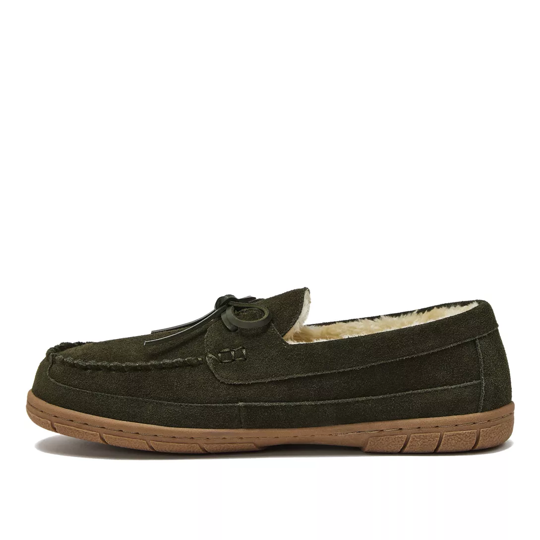 Men's Fuzzy Lined Lace Up Moccasin Slippers