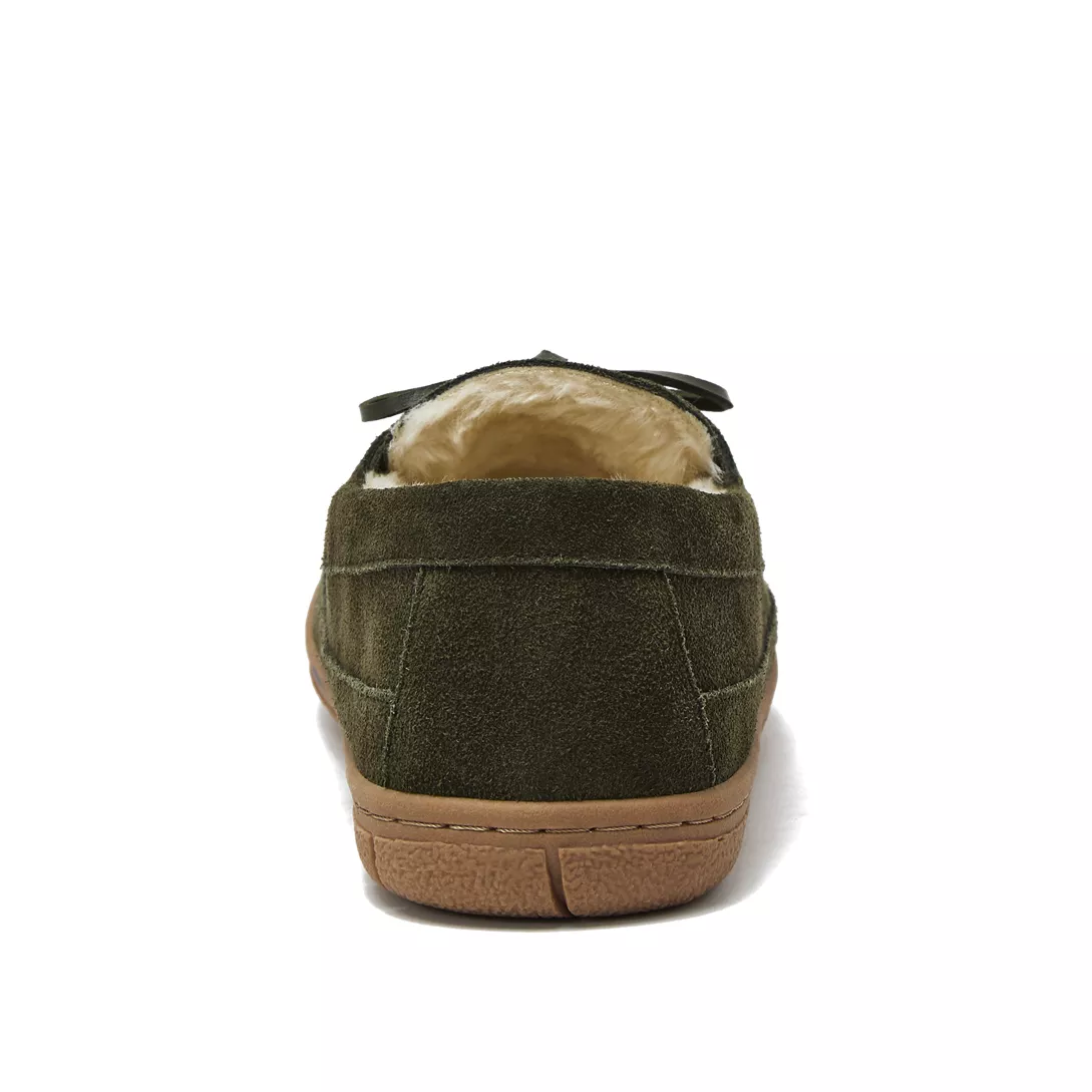 Men's Fuzzy Lined Lace Up Moccasin Slippers